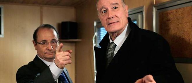 Patrick Braoude dans le role de Francois Hollande et Bernard Le Coq en Jacques Chirac dans "La derniere campagne" de Bernard Stora, diffuse mercredi soir sur France 2.