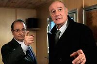 Patrick Braoudé dans le rôle de François Hollande et Bernard Lecoq en Jacques Chirac, dans 