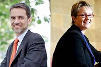 Aux prochaines municipales, Daniel Delaveau, candidat UDI et Nathalie Appéré, candidate PS. ©Samuel Bigot / Andia