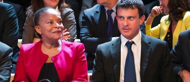 La ministre de la Justice Christiane Taubira et le ministre de l'Interieur Manuel Valls.