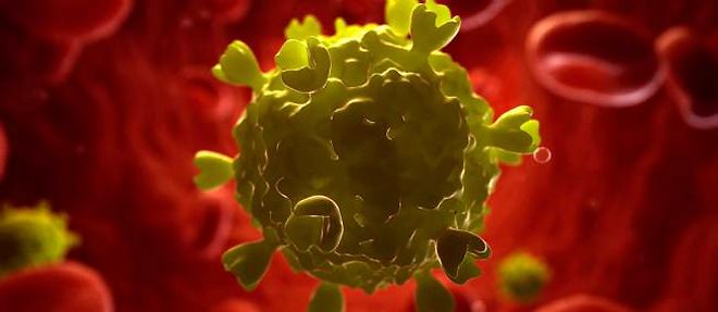 Representation artistique du virus du sida.