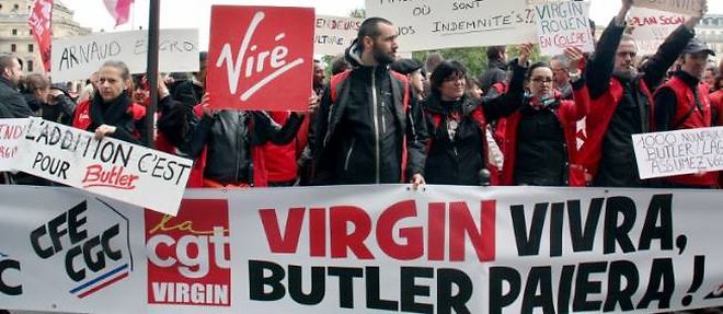 Manifestation des salaries de Virgin.