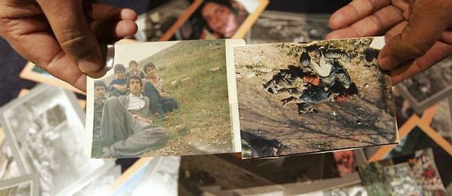 Les photographies, avant et apres, d'une famille tuee lors du massacre de Halabja en 1988.