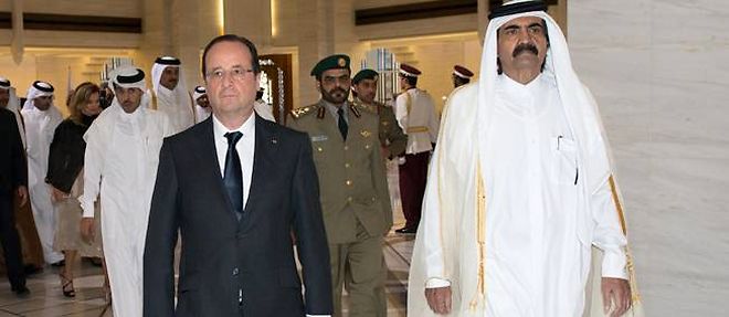 Francois Hollande et le cheikh Hamad Ben Khalifa al-Thani au Qatar, le 23 juin 2013.