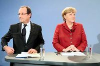 Le 21 janvier 2013, Francois Hollande et Angela Merkel fete le 50e anniversaire du traite de l'Elysee. (C)Bertrand Langlois