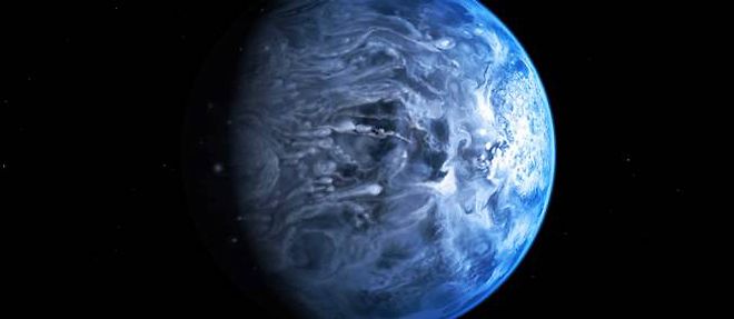 Representation artistique de l'exoplanete HD 189733b, un "Jupiter chaud" bleu comme la Terre.