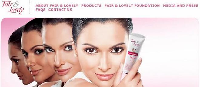 Capture d'ecran du site Fair and Lovely, marque de cosmetiques indienne.