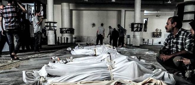 Corps de Syriens tues dans l'attaque de la Ghouta le 21 aout 2013.