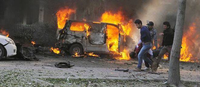 Un attentat-suicide a Damas, le 21 fevrier 2013. 

