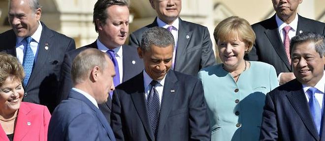 Barack Obama et Vladimir Poutine n'ont pas echange un regard lors de la traditionnelle photo marquant la fin du G20.