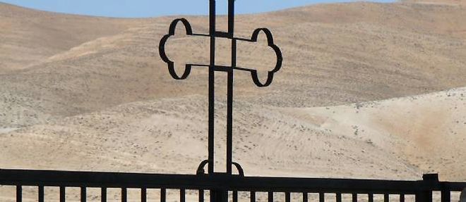 Une croix chretienne dans le village de Maaloula, au nord-est de Damas, en Syrie.