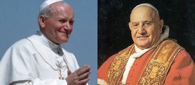Jean-Paul II et Jean XXIII.