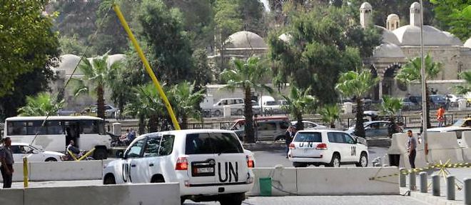 Un convoi transporte des inspecteurs de l'ONU charges d'enqueter sur l'utilisation presumee d'armes chimiques, le 29 septembre dernier a Damas. Photo d'illustration.