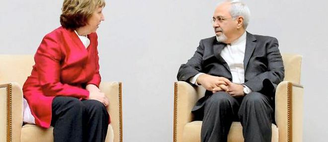 Catherine Ashton et le ministre iranien des Affaires etrangeres Mohammad Javad Zarif se sont retrouves jeudi a Geneve.