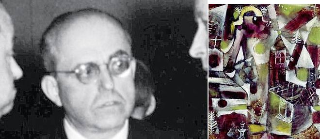 Hildebrand Gurlitt en 1952 et le tableau "Sumpflegende" ("Legende du marais") de Paul Klee.