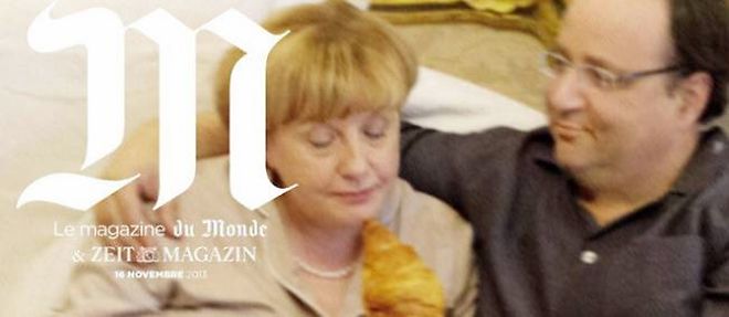 Les sosies d'Angela Merkel et de Francois Hollande en une de "M", le magazine du "Monde".