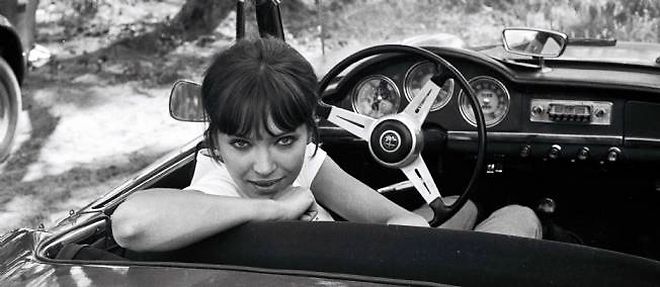 Anna Karina sur le tournage de "Pierrot le fou" de Jean-Luc Godard (1965).