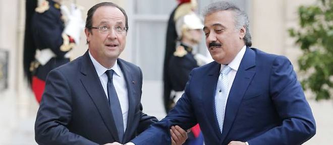Francois Hollande et le prince saoudien Moutaib Bin Abdullah Bin Abdulaziz Al Saud a l'Elysee le 19 juin 2013.