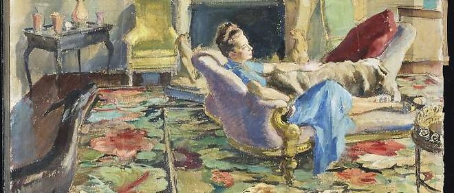 "Madame Elsa Schiaparelli dans son salon" par Etienne Drian (detail).