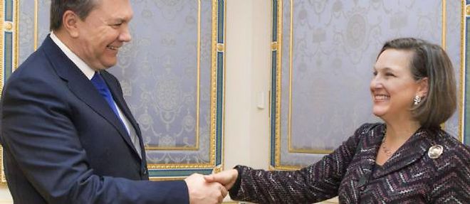 Victoria Nuland et Victor Ianoukovitch a Kiev le 6 fevrier 2014.