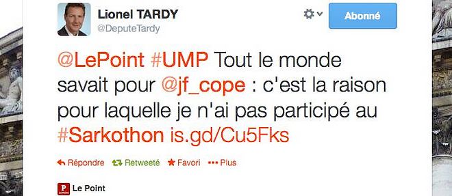 "Tout le monde savait pour Cope", dit le depute UMP Lionel Tardy