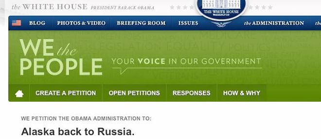 Capture d'ecran de la petition deposee sur le site de la Maison-Blanche.