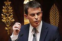 Manuel Valls prononce son discours de politique generale le mardi 8 avril devant l'Assemblee nationale. (C)PATRICK KOVARIK / AFP