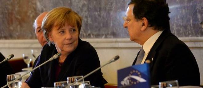 Angela Merkel et le president de la Commission europeenne Jose Manuel Barroso sont tous les deux membres du PPE.