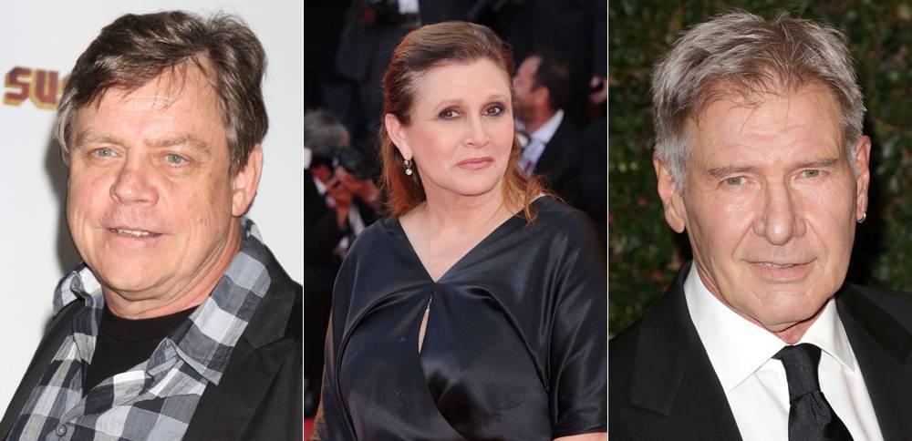 Marc Hamill, Carrie Fisher et Harrison Ford au casting de l'épisode 7 de "Star Wars" ©  DR