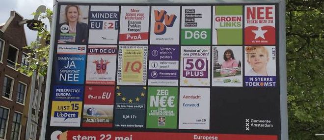 Un panneau electoral a Amsterdam.