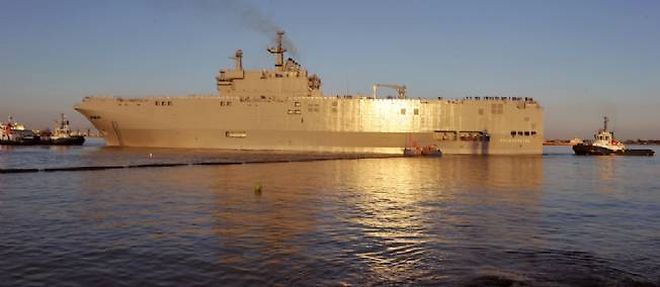Le navire de guerre "Vladivostok", un Mistral commande par la Russie a la France, le 5 mars dernier.