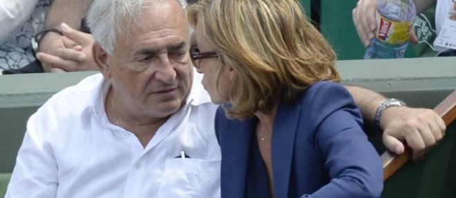 Dominique Strauss-Kahn et sa compagne a Roland-Garros, en 2013.
