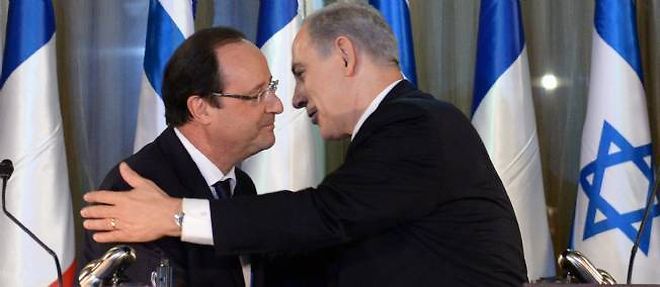 Francois Hollande et Benyamin Netanyahou, a la residence du Premier ministre israelien, le 17 novembre 2013.