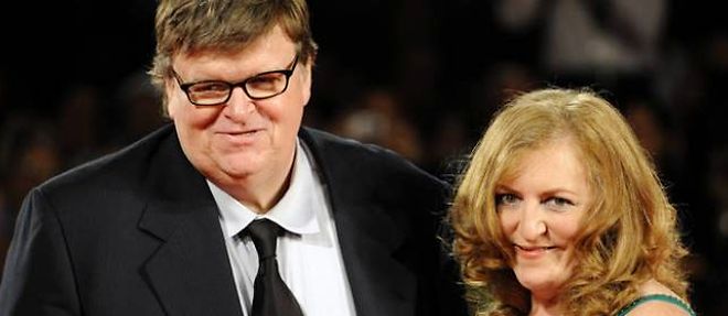 Le realisateur americain Michael Moore et sa femme Kathleen Glynn, le 6 septembre 2009.