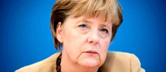 La chanceliere allemande Angela Merkel lors d'une conference de presse a Berlin.