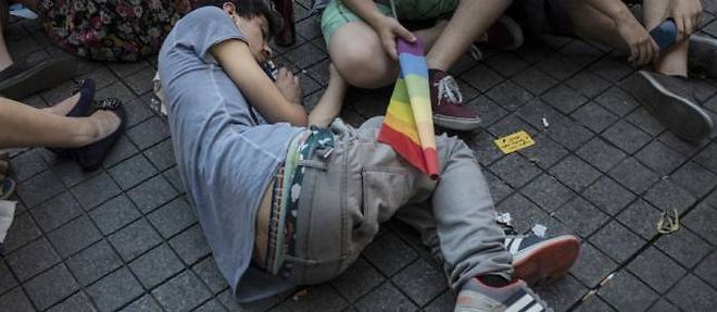 Un Turc manifeste pour les droits des homosexuels le 29 juin 2014 (photo d'illustration).