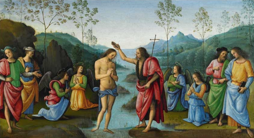 "Le baptême du Christ" (Polyptyque de San Pietro, 1496-1500), Le Pérugin ©  SP - Rouen, Musée des Beaux-Arts, Envoi de l'État, 1803 - C. Lancien, C. Loisel / Musées de la Ville de Rouen