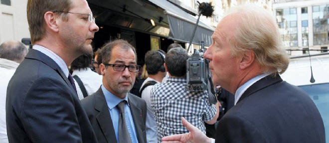Jerome Lavrilleux, alors directeur de cabinet de Jean-Francois Cope a l'UMP, et Philippe Blanchetier, avocat du parti et de Nicolas Sarkozy, a la premiere reunion de l'Association des amis de Sarkozy, en 2012.