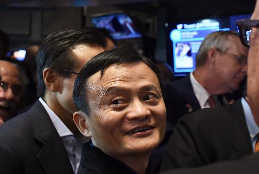 Le milliardaire chinois Jack Ma lors de l'introduction de son groupe, Alibaba, a la Bourse de Wall Street, le 19 septembre 2014 a New York