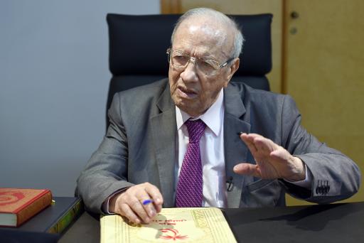 Le candidat a la presidentielle tunisienne Beji Caid Essebsi durant une interview dans ses bureaux a Tunis le 1er novembre 2014
