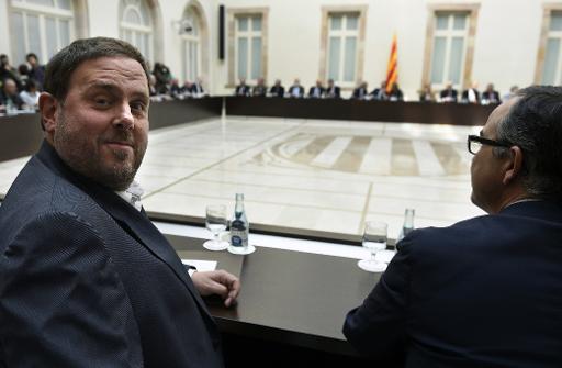 Le responsable du parti catalan Esquera Republicana, indépendantiste, Oriol Junqueras lors d'une réunion au Parlement catalan à Barcelone le 7 novembre 2014 © Lluis Gene AFP/Archives