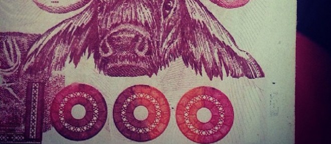 Detail d'un billet de 1000 dinars algeriens.