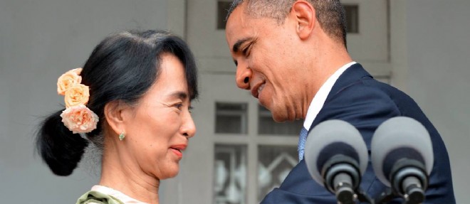 Le president americain et l'icone de la democratie Aung San Suu Kyi s'etaient rencontres en 2012 lors d'un voyage historique.