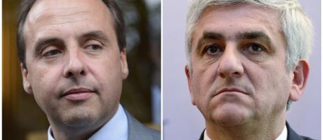Photomontage des deux candidats restants a la presidence de l'UDI, Jean-Christophe Lagarde le 24 novembre 2012 et Herve Morin le 6 juin 2013