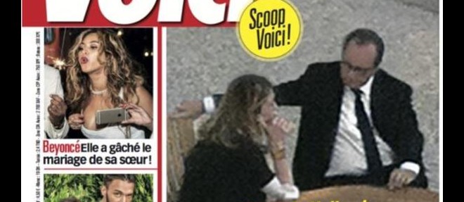 La couverture de "Voici" montrant Francois Hollande et Julie Gayet ensemble, a l'Elysee.
