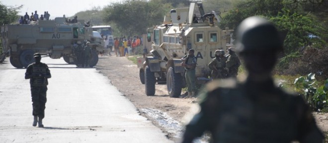 Des soldats de l'Union africaine a la frontiere somalienne en septembre 2014.