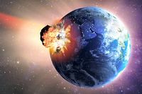 Représentation d'une astéroïde heurtant la Terre. ©Science Photo Library