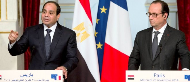 Le president egyptien Abdel Fattah al-Sissi, ici aux cotes de Francois Hollande, est en France pour une visite de deux jours.