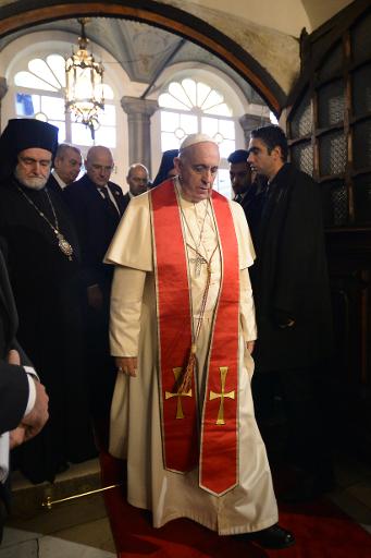 Le pape François à l'église Saint George à Istanbul, le 30 novembre 2014 dans le cadre de sa visite officielle en Turquie © Filippo Monteforte AFP