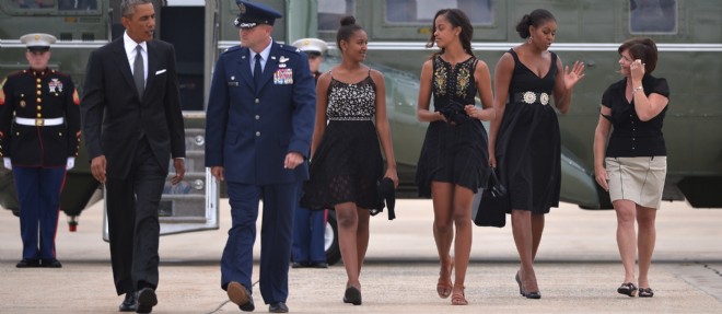 Sasha (13 ans) et Malia Obama (16 ans), les deux filles du president americain Barack Obama.